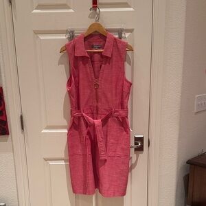 Sharagano red Pink Sleeveless Belted Mini Dress